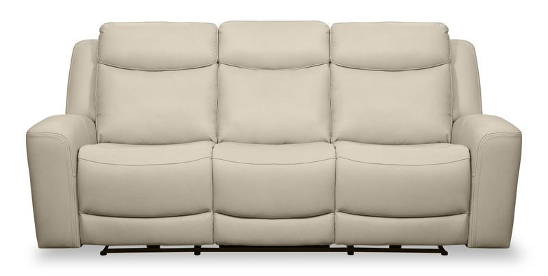 Sofa à inclinaison électrique Prescott de Scott Living de 88,5 po en cuir véritable avec appuie-têtes électriques - gris platine