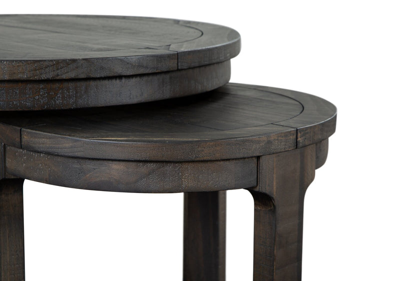 Tables de bout gigognes rondes traditionnelles Axl de 24 po - bois gris-brun foncé