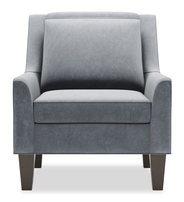 Fauteuil d’appoint club Sofa Lab personnalisable de 29 po fabriqué au Canada en tissu de velours avec pattes en bois - gris