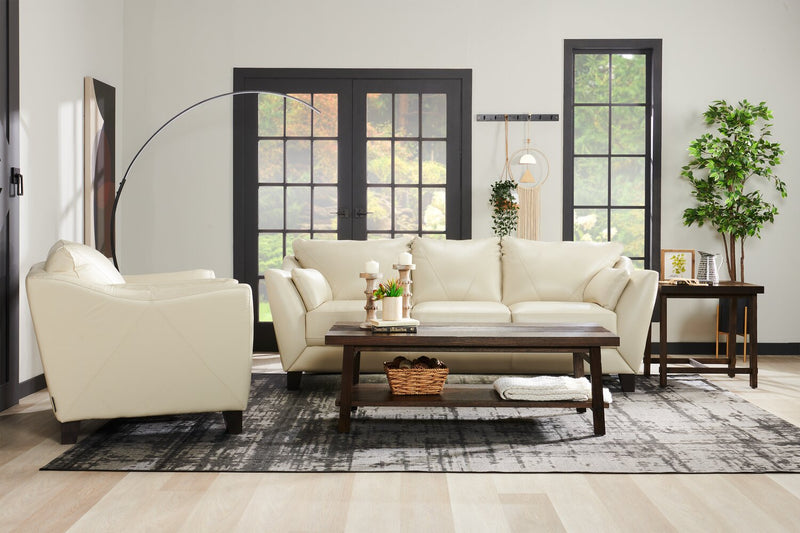 Sofa Lusso de Château d’Ax de 92 po en cuir véritable à 100 % avec pattes en bois - gris fumée