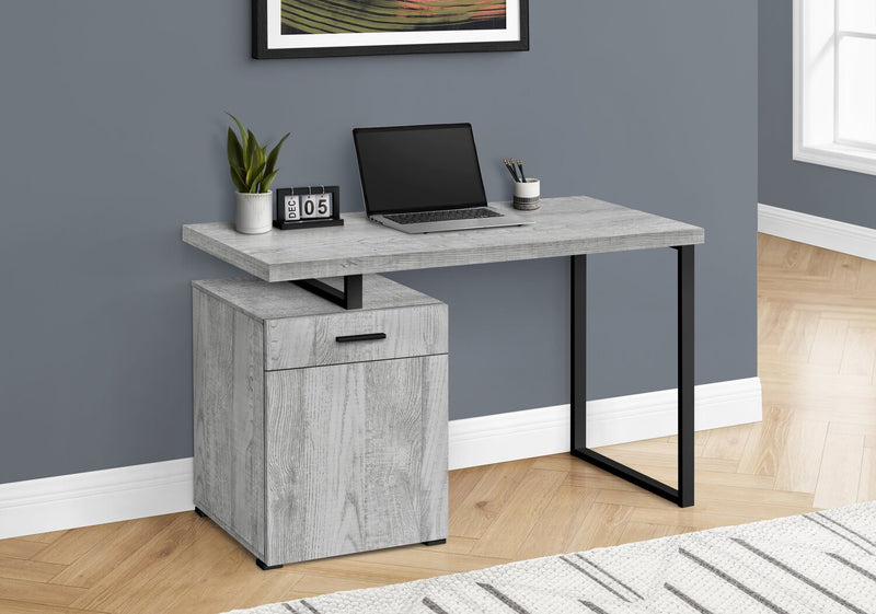 Bureau réversible Remi de 47,25 po avec tiroir et armoire - gris