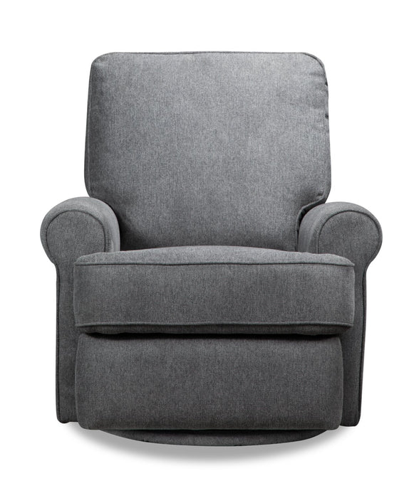 Fauteuil pivotant, coulissant et inclinable Bevin de 34,4 po en tissu de chenille gris