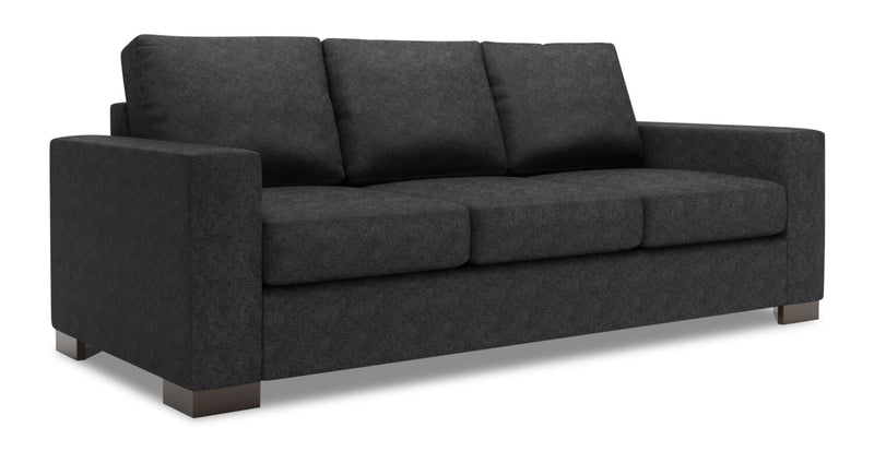 Sofa-lit personnalisable Track de Sofa Lab de 85 po fabriqué au Canada en tissu de chenille avec accoudoirs rectilignes - gris Luxury Charcoal