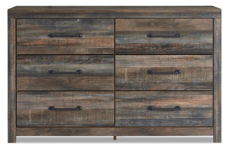 Commode Abby de 58,7 po (L) x 36,42 po (H) à 6 tiroirs pour la chambre à coucher - brune