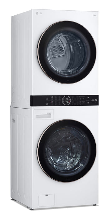 Tour de lavage WashTowerMC haute efficacité LG à chargement frontal avec laveuse de 5,2 pi³ et sécheuse de 7,4 pi³ - blanche - WKE100HWA