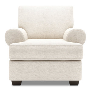 Fauteuil Roll de Sofa Lab personnalisable de 42 po fabriqué au Canada en tissu de chenille avec accoudoirs enroulés - beige Luxury Sand