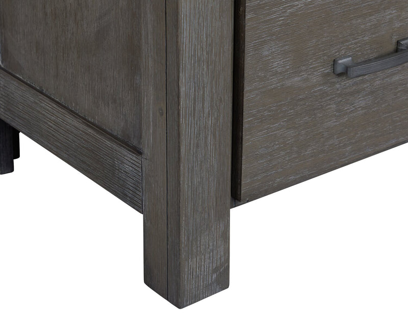 Commode verticale Koda de 36 po (L) x 56 po (H) à 6 tiroirs en acacia pour la chambre à coucher - grise