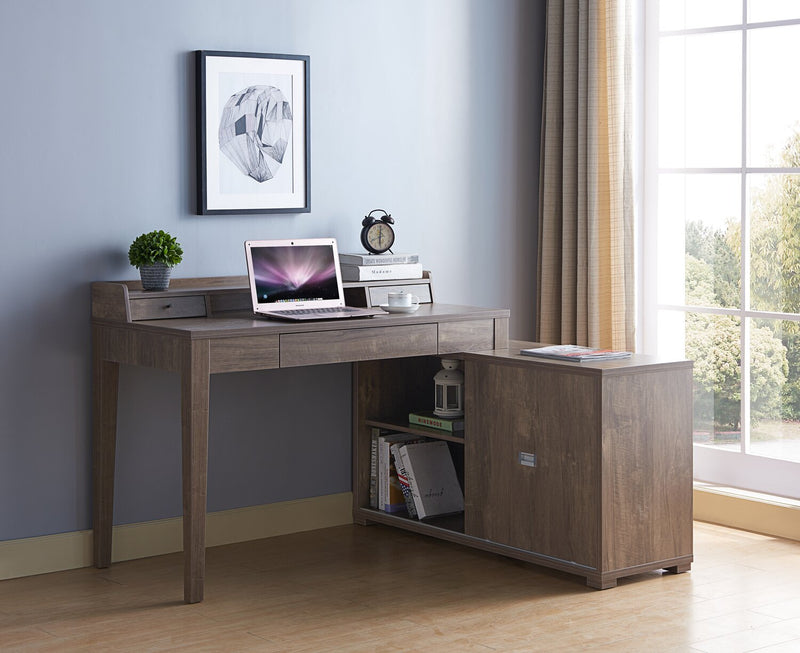 Bureau réversible Jude de 55 po à 3 tiroirs avec armoire - noisette 