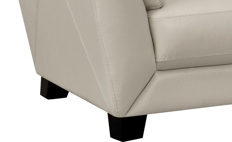 Sofa Lusso de Château d’Ax de 92 po en cuir véritable à 100 % avec pattes en bois - gris fumée