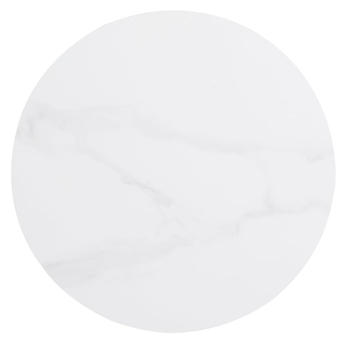 Table de bout ovale moderne Nico de Kort & Co. de 22 po - pierre frittée blanche avec pattes en métal gris foncé