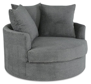 Fauteuil d’appoint Cuddler Grande de 48 po fabriqué au Canada en tissu de chenille - gris Teddy Nightfall