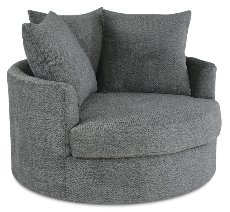 Fauteuil d’appoint Cuddler Grande de 48 po fabriqué au Canada en tissu de chenille - gris Teddy Nightfall
