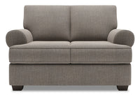  Causeuse Roll de Sofa Lab de 64 po fabriquée au Canada en tissu d’apparence lin avec accoudoirs enroulés - gris Luna Smoke 