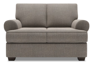 Causeuse personnalisable Roll de Sofa Lab de 64 po fabriquée au Canada en tissu d’apparence lin avec accoudoirs enroulés - gris Luna Smoke