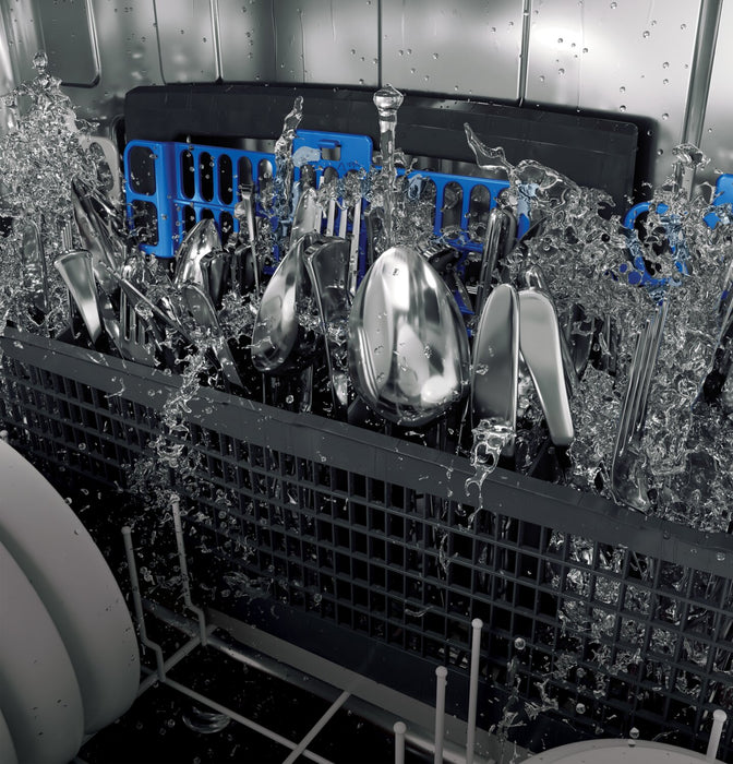 Lave-vaisselle intelligent encastré Profile de 24 po et de 44 dBA avec commandes sur le dessus et broyeur d’aliments solides PiranhaMC - acier inoxydable - PDP715SYVFS