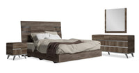  Ensemble de chambre à coucher Gino 6 pièces avec lit à panneaux, commode, miroir et table de nuit - moderne, brun - format très grand lit