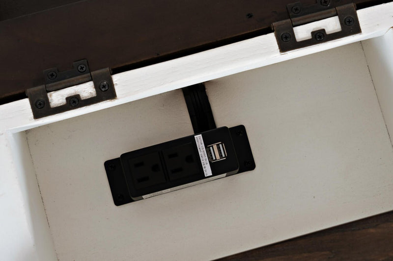 Table de fauteuil rustique Morgan de 16 po avec rangement - blanche avec bois recyclé