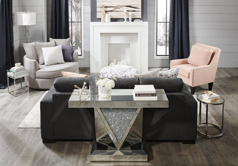 Fauteuil d’appoint enveloppant Sofa Lab personnalisable de 48 po fabriqué au Canada en tissu d’apparence lin - gris Pax Slate