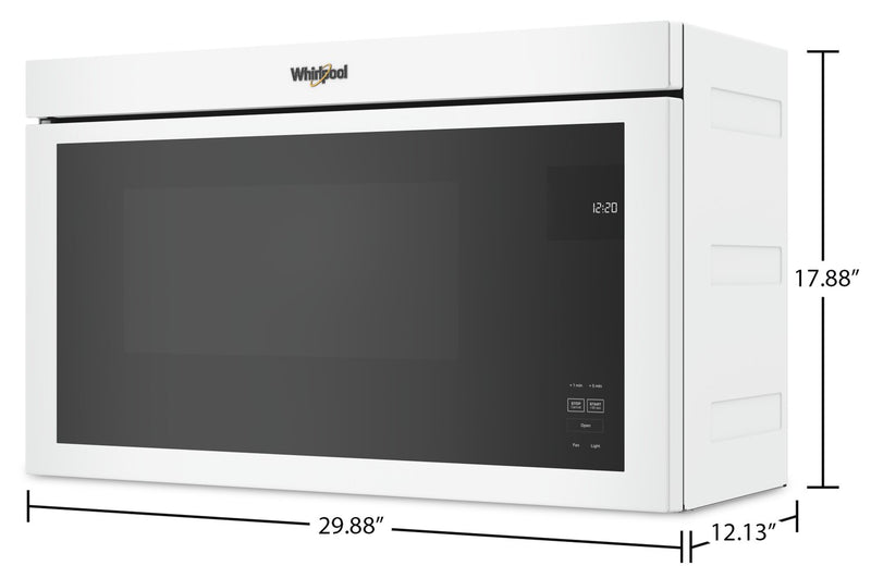 Four à micro-ondes à hotte intégrée Whirlpool de 1,1 pi³ à installation affleurée avec cuisson à 900 W - blanc - YWMMF5930PW