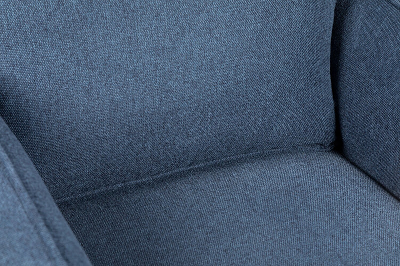 Fauteuil Kassia de Kort & Co. de 40,9 po en tissu d’apparence lin avec base et pattes en bois - bleu