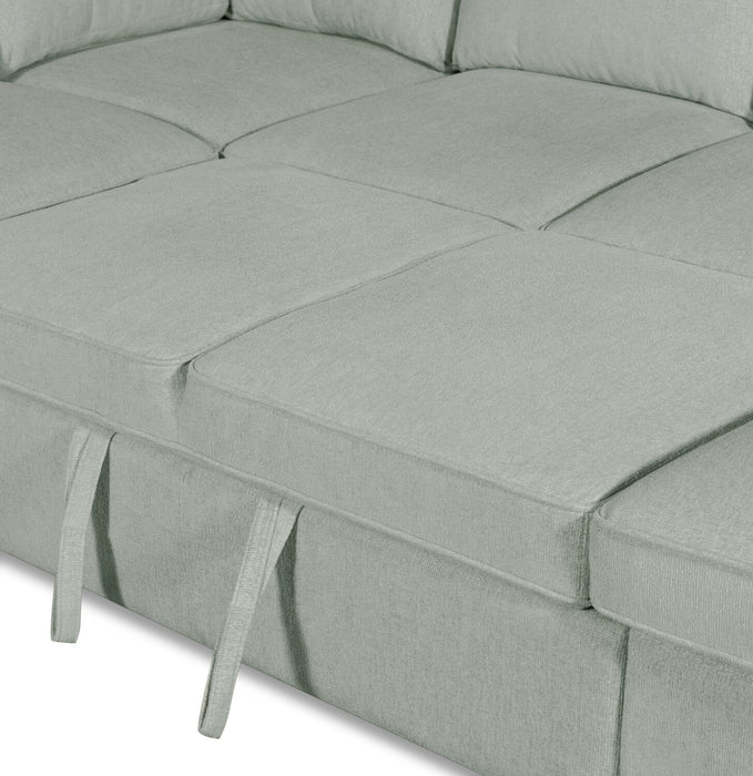 Sofa-lit sectionnel Haven de Scott Living 3 pièces en tissu de chenille avec 2 fauteuils longs de rangement - bleu écume de mer