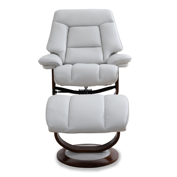 Fauteuil inclinable Maven antistress de 34,5 po en cuir véritable gris avec repose-pieds et base en bois et métal - gris