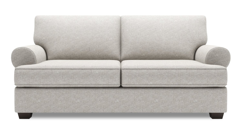 Sofa personnalisable Roll de Sofa Lab de 76 po de format condo fabriqué au Canada en tissu avec accoudoirs enroulés - chenille argentée Luxury Silver