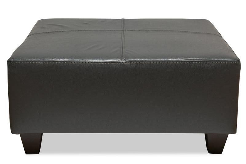 Pouf Addison de 37 po fabriqué au Canada d’apparence cuir - gris
