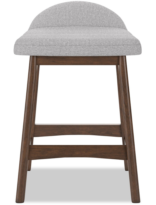 Tabouret Jovi de hauteur comptoir en tissu d’apparence lin et en bois - gris