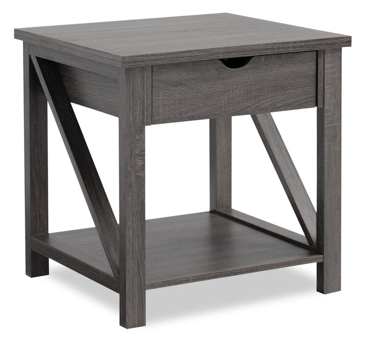 2 tables à café rustiques Jake de 47,25 po avec rangement et tablette - gris vieilli 