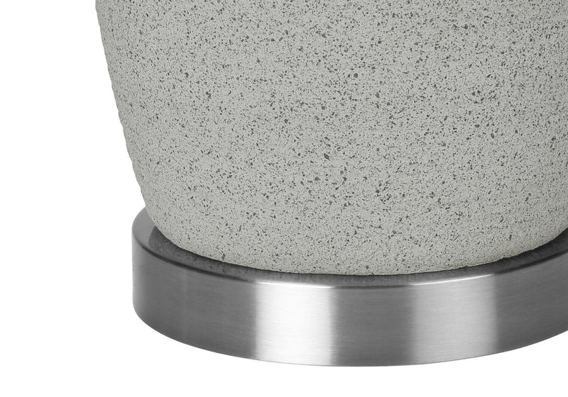 Lampe de table de 25 po en céramique grise avec base argentée