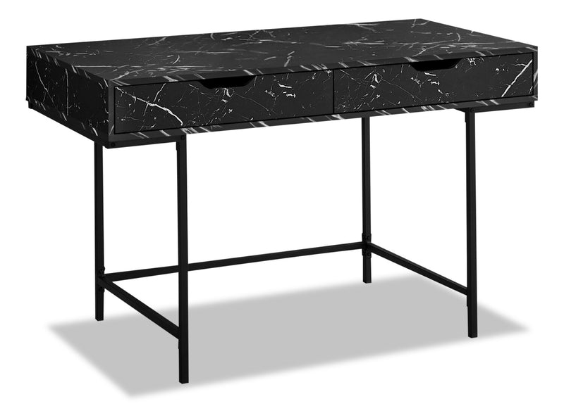 Bureau Butler de 47,25 po à 2 tiroirs - apparence marbre noir