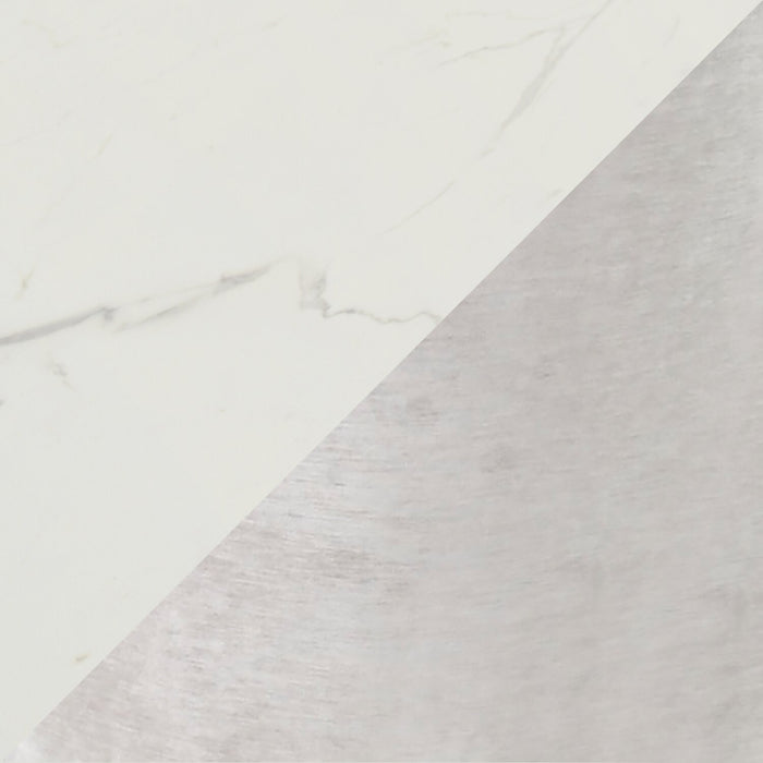 Ensemble de salle à manger Verona 5 pièces en métal avec table ronde de 42 po (L), dessus en marbre synthétique et 4 chaises Lexi - taupe