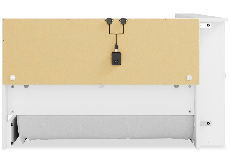 Lit plateforme bibliothèque Wolf pour enfants, blanc - format lit simple