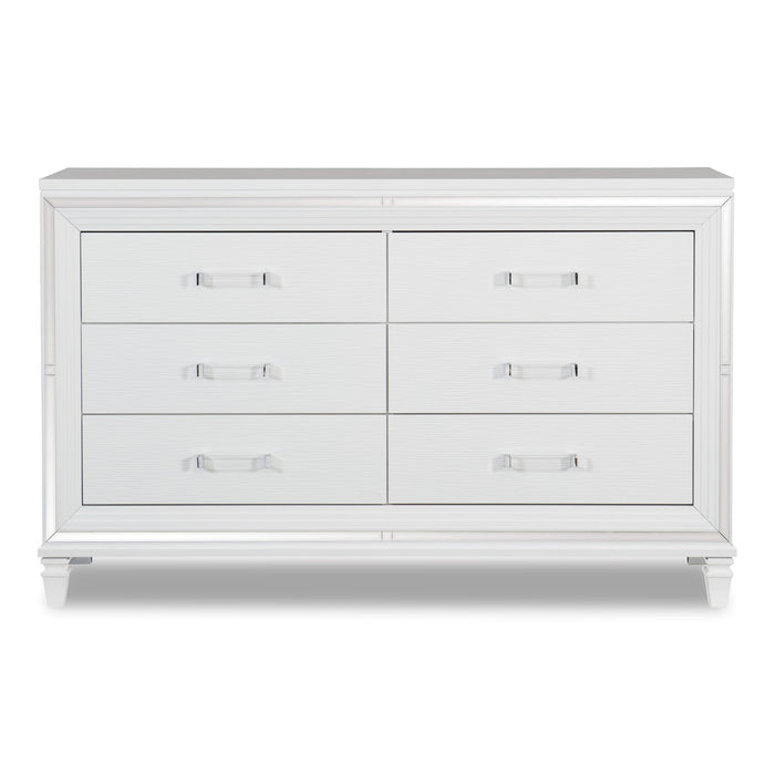 Commode somptueuse Max de 66 po (L) x 41 po (H) à 6 tiroirs pour la chambre à coucher - blanche