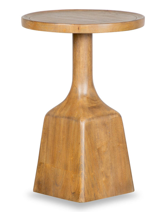 Table de bout ronde moderne Rhett de 18 po - chêne brun clair