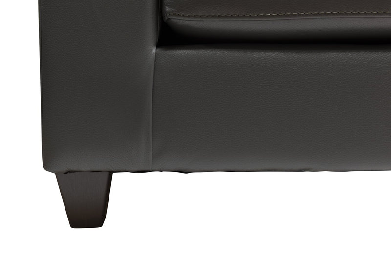 Fauteuil Addison de 42 po fabriqué au Canada en tissu d’apparence cuir avec coussin de dossier capitonné - gris