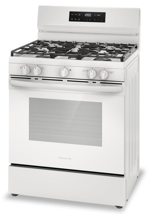 Cuisinière à gaz Frigidaire de 5,1 pi³ avec préchauffage rapide et surface de cuisson à 5 brûleurs - blanche - FCRG3062AW