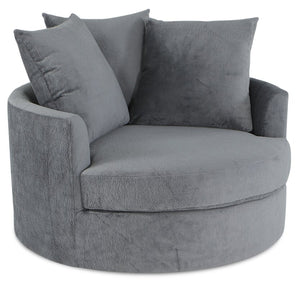 Fauteuil d’appoint Cuddler Grande de 48 po fabriqué au Canada en tissu de chenille - gris Plush Thunder