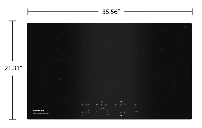 Surface de cuisson à induction KitchenAid de 36 po à 5 éléments - noire - KCIG556JBL
