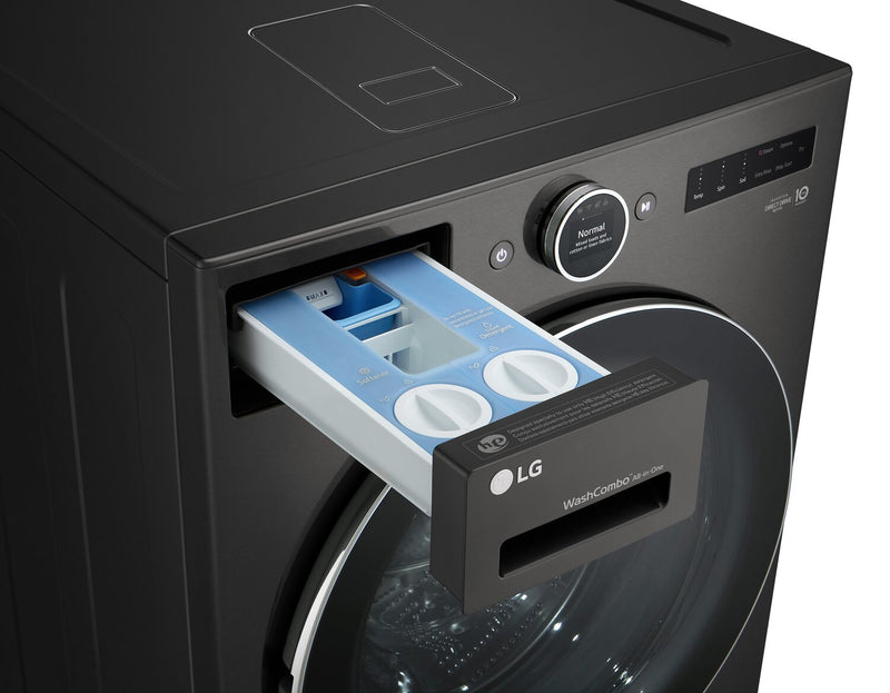 Laveuse-sécheuse tout-en-un à la vapeur intelligente haute efficacité LG de 5,7 pi³ à chargement frontal - acier noir - WM6998HBA