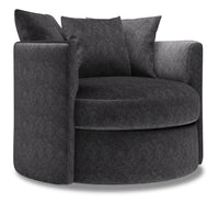  Fauteuil d’appoint pivotant Nest de Sofa Lab de 41 po fabriqué au Canada en tissu de chenille - gris Luxury Charcoal 