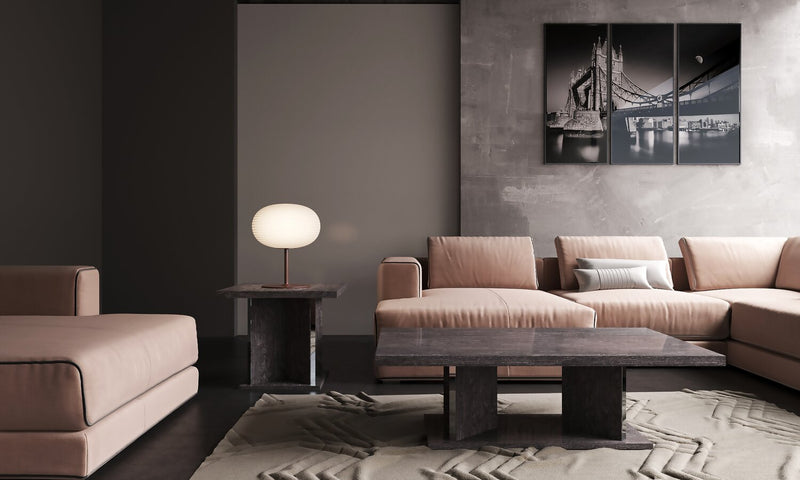 Table à café moderne Mara de 51,1 po - bois gris foncé avec fini laqué