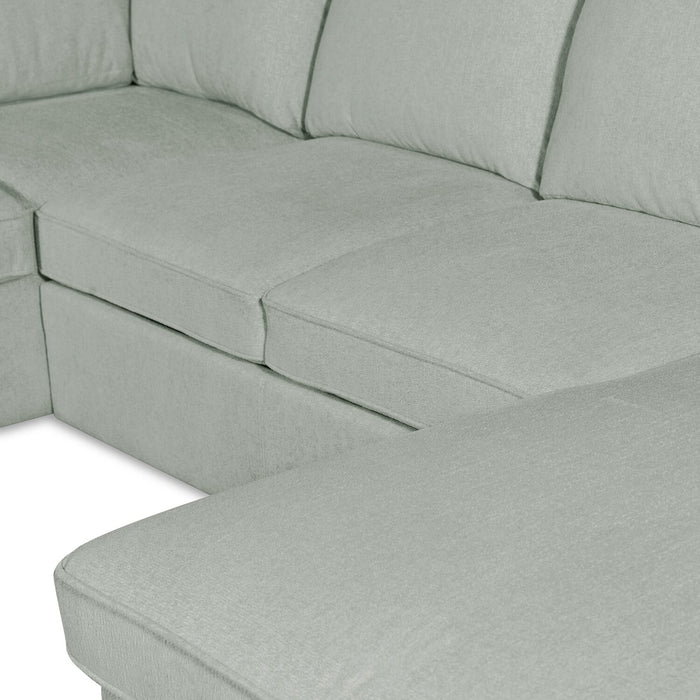 Sofa-lit sectionnel Haven de Scott Living 3 pièces en tissu de chenille avec 2 fauteuils longs de rangement - bleu écume de mer