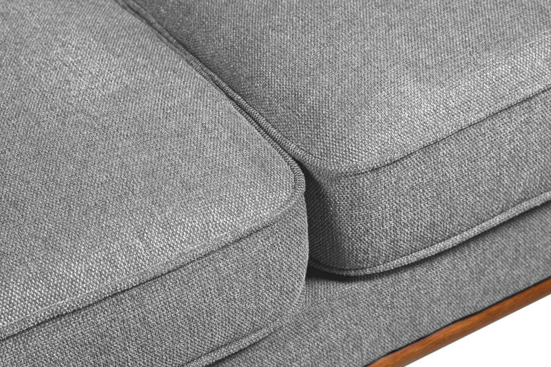 Causeuse Kassia de Kort & Co. de 65,4 po en tissu d’apparence lin avec base et pattes en bois - grise