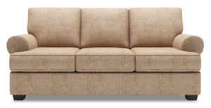 Sofa personnalisable Roll de Sofa Lab de 86 po fabriqué au Canada en tissu de chenille avec accoudoirs enroulés - taupe Luxury Taupe