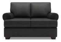 Causeuse Roll de Sofa Lab de 64 po fabriquée au Canada en tissu d’apparence lin avec accoudoirs enroulés - gris Luna Kohl