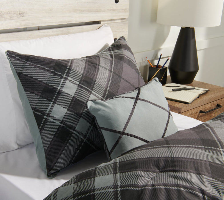 Ensemble d'édredon William 3 pièces pour lit simple - gris