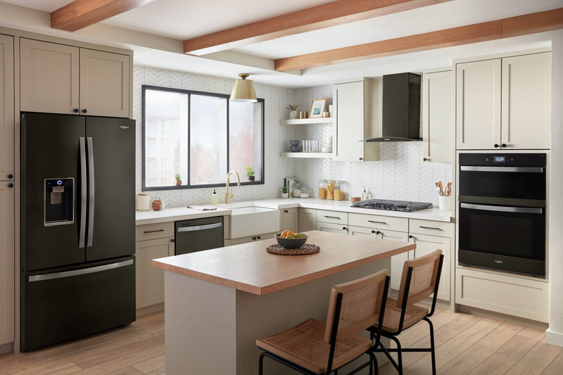 Four mural combiné électrique Whirlpool de 5 pi³ et de 30 po avec convection véritable - acier inoxydable noir avec fini PrintShieldMC - WOEC7030PV