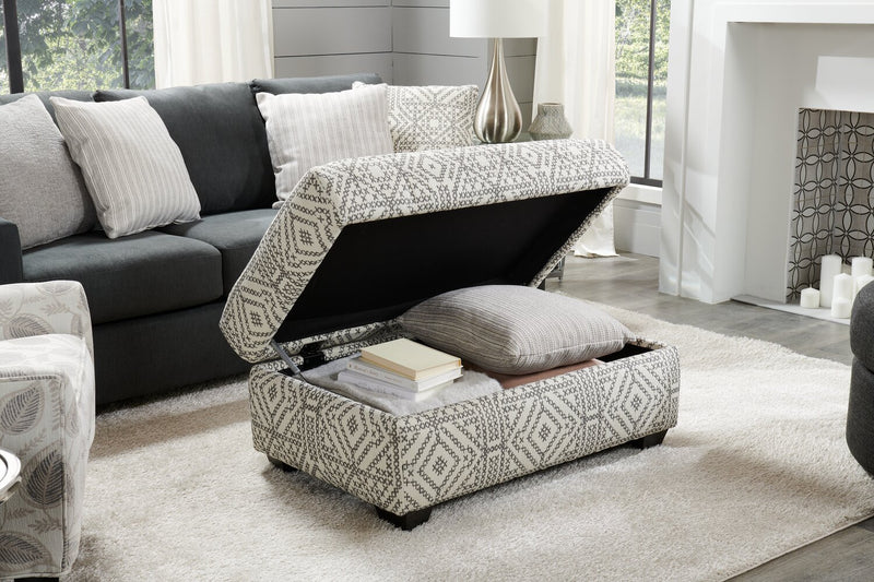 Pouf de rangement personnalisable The Trunk de Sofa Lab de 39 po fabriqué au Canada en tissu - Greystone multicolore